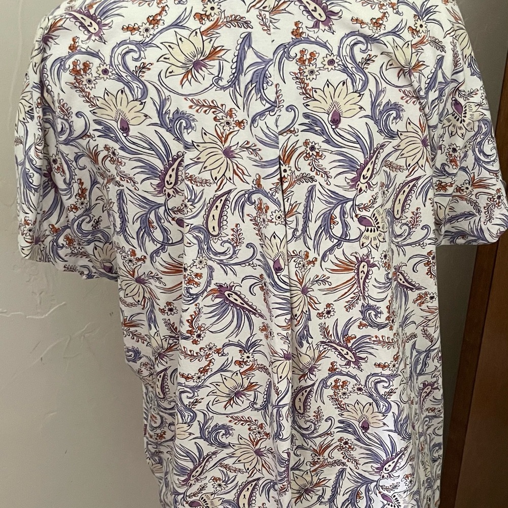 J. Jill Floral V-Neck Blouse in Purple and Orange large - Picture 2 of 4